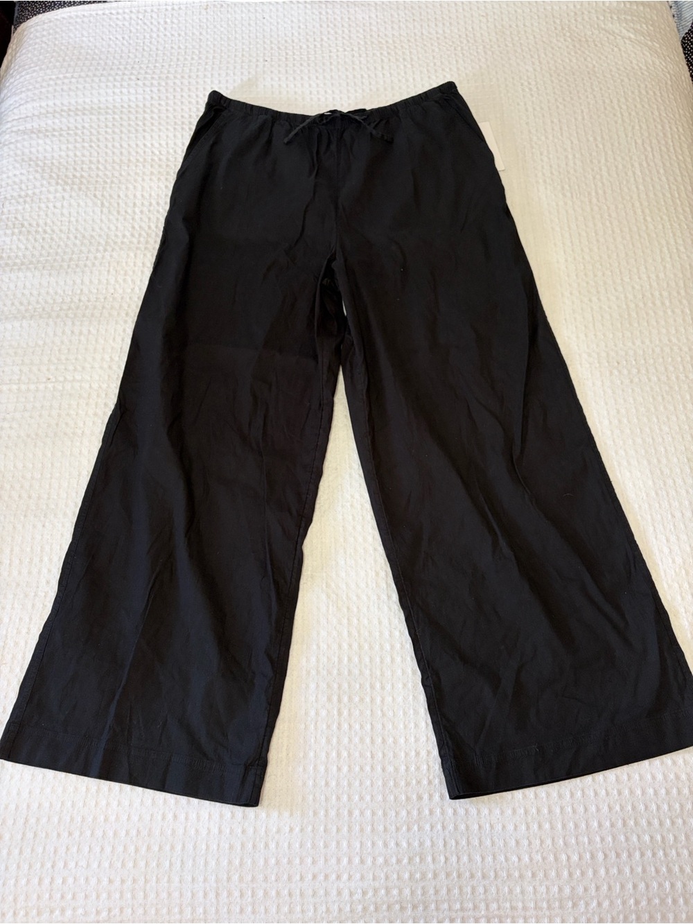 Athleta Paradise Wide Leg Black Pants with Elastic Waist and Drawstring Size XL